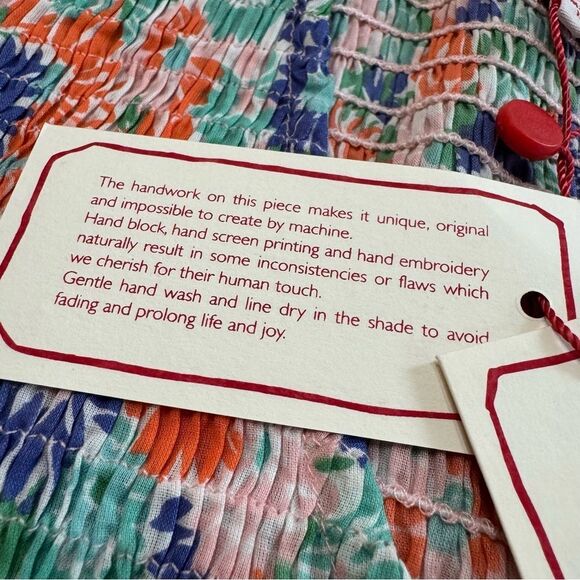 Banjanan Ira Maxi Dress XS Lightweight Cotton Flutter Sleeve Pockets Floral‎ - Picture 8 of 11